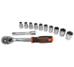 Jeu de 10 douilles 1/2" avec clé à cliquet réversible