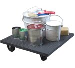 Plateau roulant bois enrobé de caoutchouc 350 kg 600 x 600 mm roue nylon