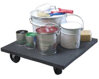 Plateau roulant bois enrobé de caoutchouc 350 kg 600 x 600 mm roue nylon