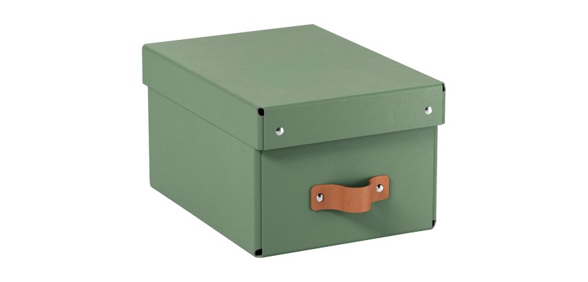 Caja de almacenamiento Leitz Puro con tapa, pequeña, 7L, cartón 100% reciclado, paquete de 2 - Verde - 7