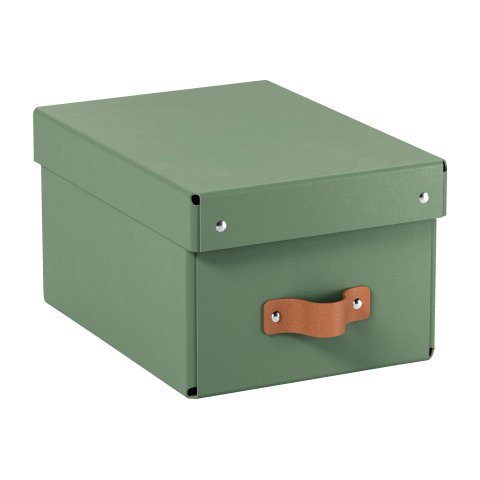 Caja de almacenamiento Leitz Puro con tapa, pequeña, 7L, cartón 100% reciclado, paquete de 2 - Verde - 7
