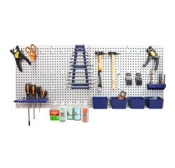 KIT PANNEAUX MURAUX EN ACIER AVEC 32 FIXATIONSPOUR ORGANISATION D'OUTILS 21L