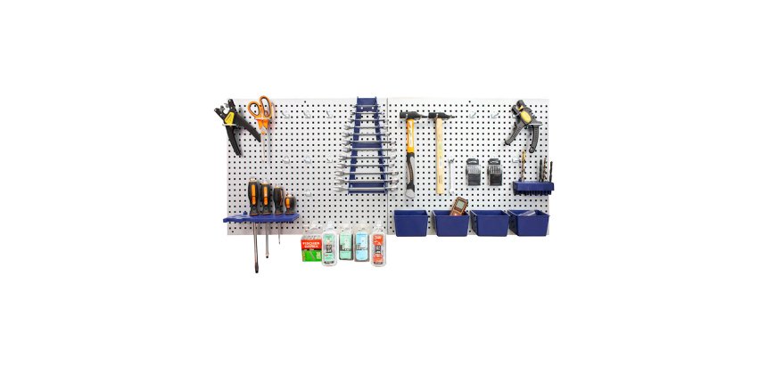 KIT PANNEAUX MURAUX EN ACIER AVEC 32 FIXATIONSPOUR ORGANISATION D'OUTILS 21L