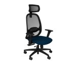Fauteuil de bureau ergonomique NODI, tissu et maille, avec accoudoirs 3D et appui-tête, mécanisme synchrone, pieds noirs