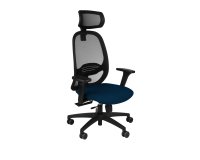 Ergonomischer Bürostuhl NODI, Stoff und Netz, mit 3D-Armlehnen und Kopfstütze, synchroner Mechanismus, schwarze Beine