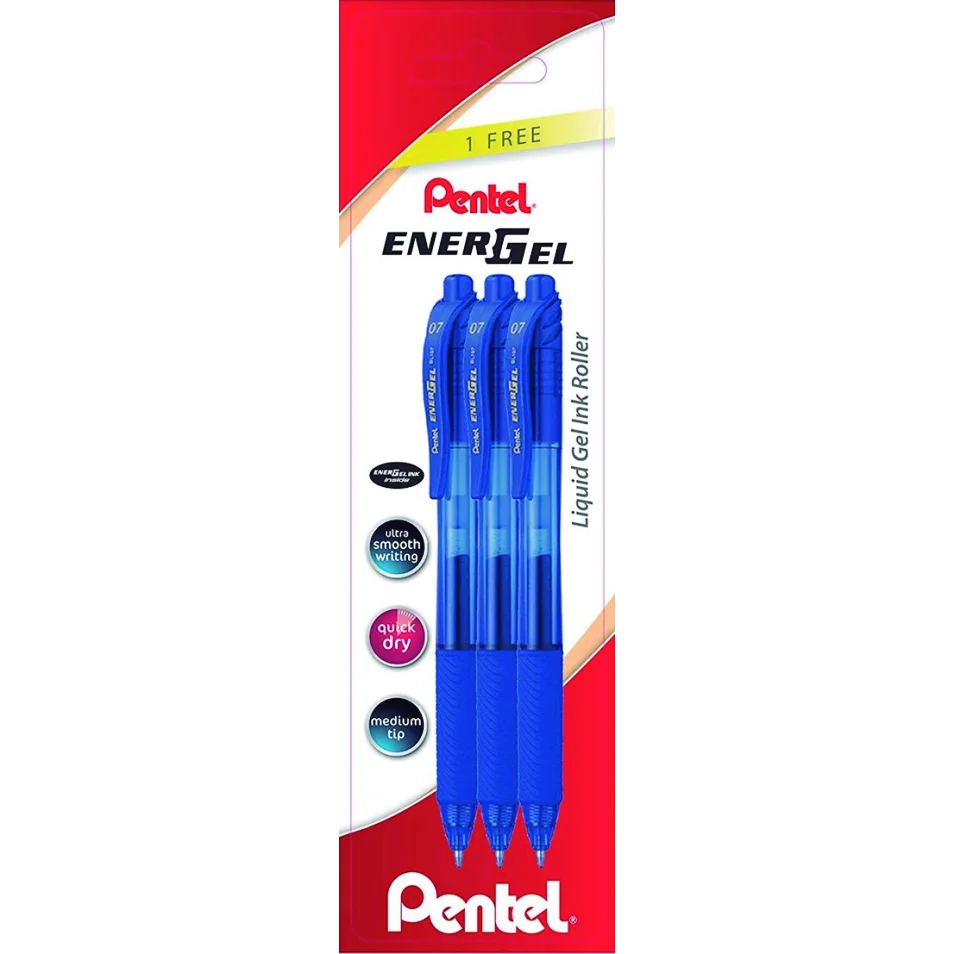 Bolígrafo Energel retráctil Pentel - Blister de 3 color azul en