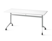 Inklapbare tafel POLLY, L.160 x D.70 cm, wit blad - aluminium