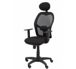 Fauteuil Alocén en maille noire, accoudoirs réglables, tête fixe, siège bali