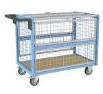 Chariot conteneur grillagé avec toit, 1000 x 600 mm, 250 kg