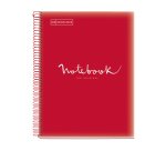 Notebook Emotions, Couverture souple, A4, quadrillage 5x5 mm, 80 feuilles de 1 couleur, Miquelrius, Rouge.

