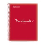 Cahier polypropylène spirale EMOTION 21x29,7cm 160 pages 90g 5x5. Coloris rouge