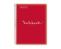 Notebook Emotions, Couverture souple, A4, quadrillage 5x5 mm, 80 feuilles de 1 couleur, Miquelrius, Rouge.
