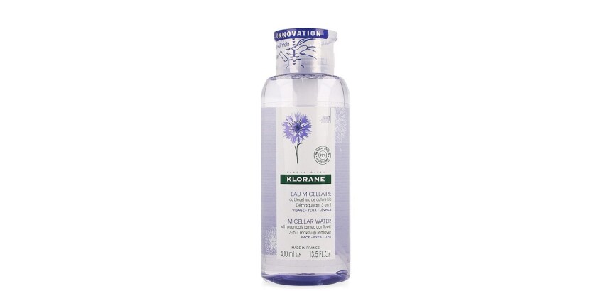 Eau micellaire au bleuet Bio Démaquillant 3-en-1 Klorane - Flacon-pompe de 400 ml