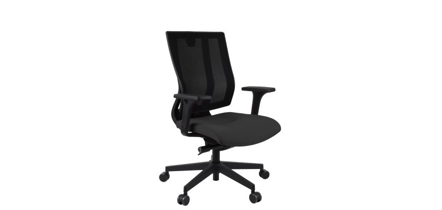 Fauteuil de bureau ergonomique MAXPRO, tissu et maille, avec accoudoirs 2D, mécanisme synchrone, pieds noirs