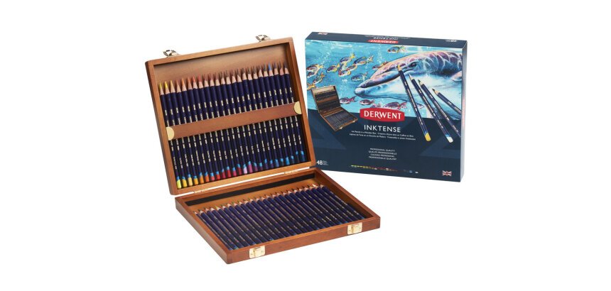 Caja de madera de 48 lápices Derwent Inktense