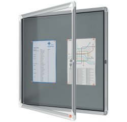 Vitrina NOBO Premium Plus con fondo de fieltro 6xA4, gris