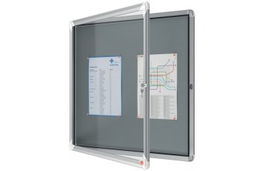 Vitrina NOBO Premium Plus con fondo de fieltro 6xA4, gris