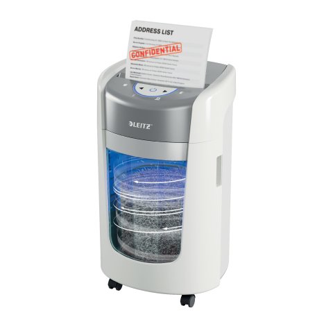 Destructora de Papel Leitz IQ OptiMax Home Office 225 Microcorte Seguridad P5 15L - Blanca