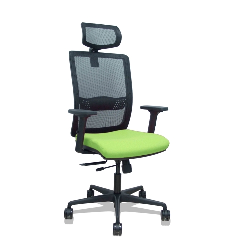 Silla de oficina Haches con reposabrazos 2D y cabecera - Verde claro