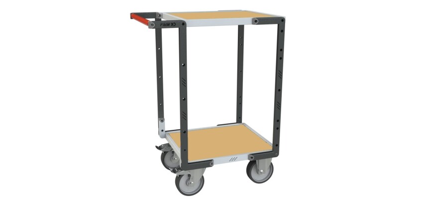 Servante montée 2 plateaux médium 400 kg 550 x 500 mm roue TPE
