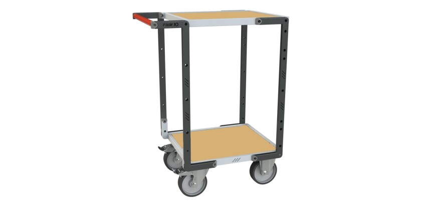 Servante montée 2 plateaux médium 400 kg 550 x 500 mm roue TPE