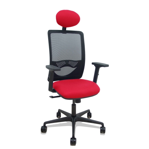 Silla de oficina Zulema con reposabrazos 2D y cabecera - Rojo vivo