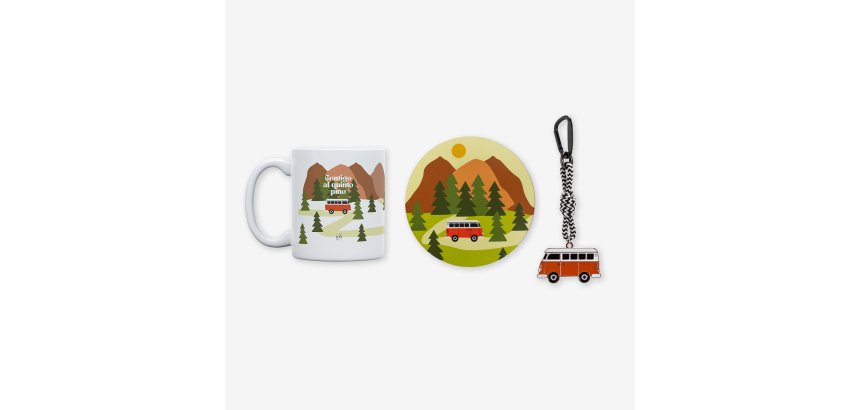 Kit Taza + Posavasos + Llavero "Contigo al quinto pino"