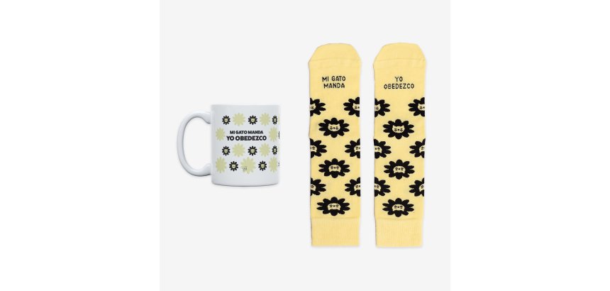 Kit Taza + Calcetines "Mi gato manda, yo obedezco" Talla 36 - 41

