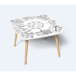 Tables hautes KIDS à colorier - Motif Monuments - Lot de 2