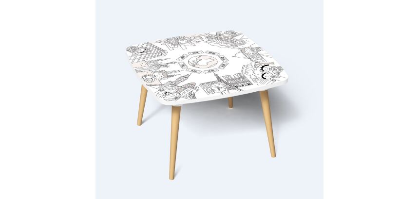 Tables hautes KIDS à colorier - Motif Monuments - Lot de 2