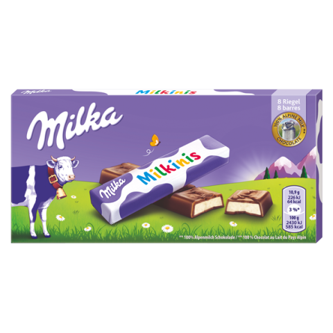 Baritas de chocolate con leche Milka+Choco Milkinis 87,5 g - Caja de 20 unidades
