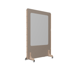 Cloison acoustique Enzo PET 24 mm avec tableau d'écriture émaillé blanc  - sur roulettes  L 120 x H 170 cm