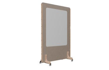 Cloison acoustique Enzo PET 24 mm avec tableau d'écriture émaillé blanc  - sur roulettes  L 120 x H 170 cm