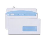 Enveloppe blanche DL 110x220 90 g/m² fenêtre 35x100 bande de protection - Boîte de 500