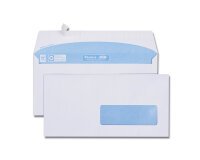 Enveloppe blanche DL 110x220 90 g/m² fenêtre 35x100 bande de protection - Boîte de 500