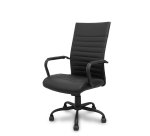 Chaise Opti527 Mécanisme d'inclinaison - Simili cuir Noir - Piètement en métal noir - Accoudoirs fixes - Sans appui-tête - Roulettes en nylon 50 mm