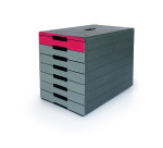 Module de classement Durable Idealbox Pro Plus 7 tiroirs gris/rouge