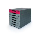Module de classement Durable Idealbox Pro Plus 7 tiroirs gris/rouge