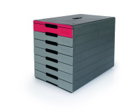 Module de classement Durable Idealbox Pro Plus 7 tiroirs gris/rouge