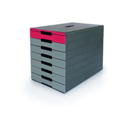 Module de classement Durable Idealbox Pro Plus 7 tiroirs gris/rouge