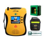 Pack Defibtech Lifeline view : défibrilateur DEA NL/FR avec sac de transport et armoire murale