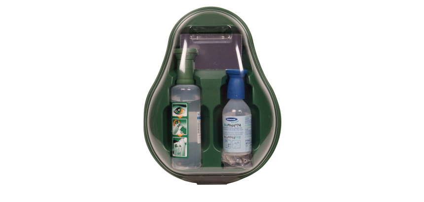 Coffret oculaire mural d'un flacon de 500 ml de solution oculaire stérile + 1 flacon de 250 ml PH neutre