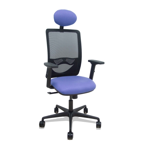 Silla de oficina Zulema con reposabrazos 2D y cabecera - Azul opalo