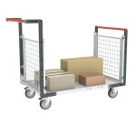 Chariot modulaire grillagé 2 dossiers plateau bois 250 kg 850 x 500 mm roue TPE