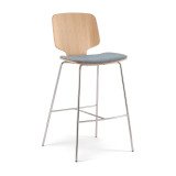 Tabouret haut CODICI assise bois tapissée hauteur 73cm