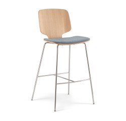 Tabouret haut CODICI assise bois tapissée hauteur 73cm