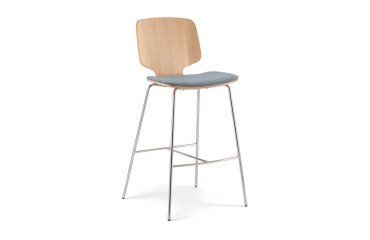 Tabouret haut CODICI assise bois tapissée hauteur 73cm