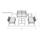 Banquette d'extérieur CLAIN - tissu - bois teck