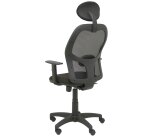 Fauteuil Alocén en maille noire, accoudoirs réglables, tête fixe, siège bali