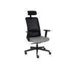 Ergonomische bureaustoel Nico, stof en mesh, 3D armleuningen, hoofdkussen, synchroonmechanisme + zitdiepteverstelling